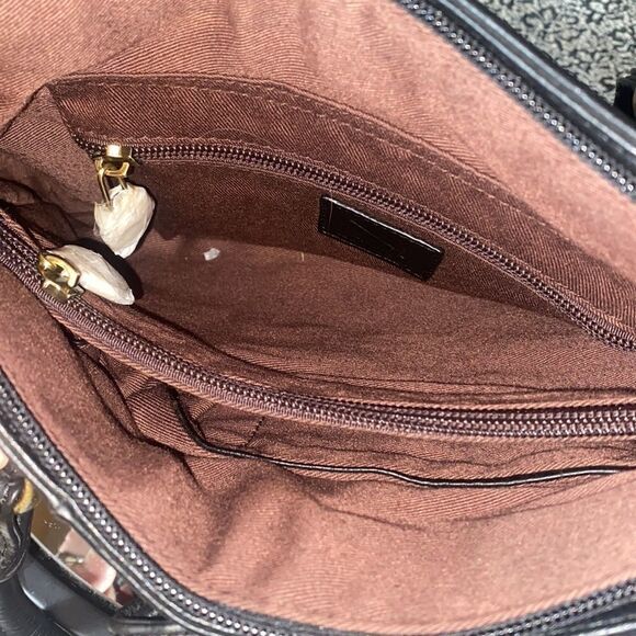 Watersun Australia nwt black leather tote laced up w gold hardware edgy moto - Picture 4 of 9